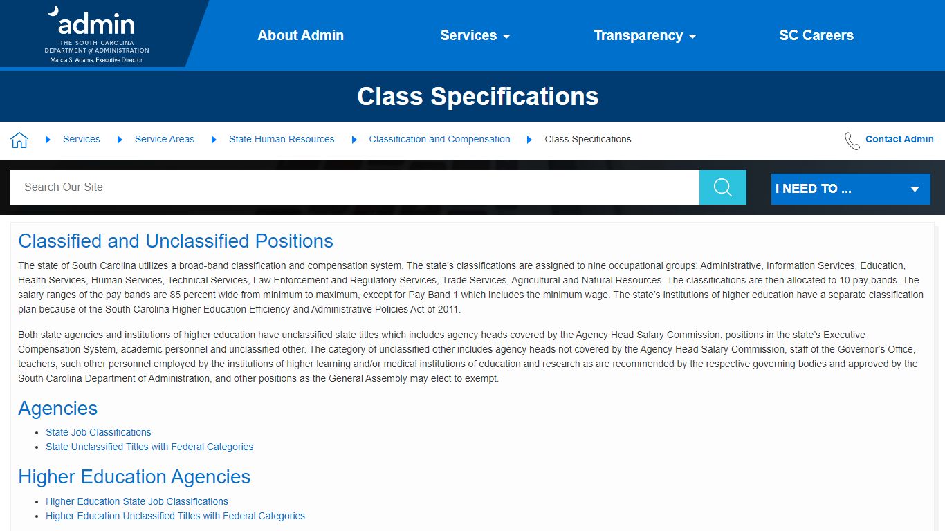 South Carolina Job Classification and Compensation System Overview